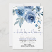 Een jongen blaast blauw baby shower in zee kaart (Voorkant)