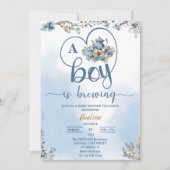 Een jongen brouwt baby shower voor een theefeest kaart (Voorkant)