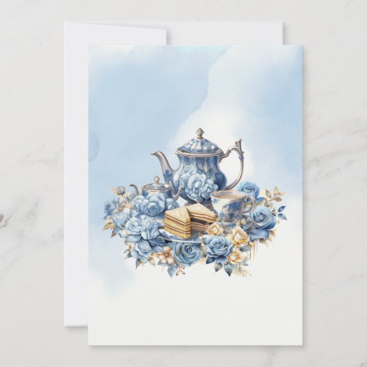 Een jongen brouwt baby shower voor een theefeest kaart (Achterkant)