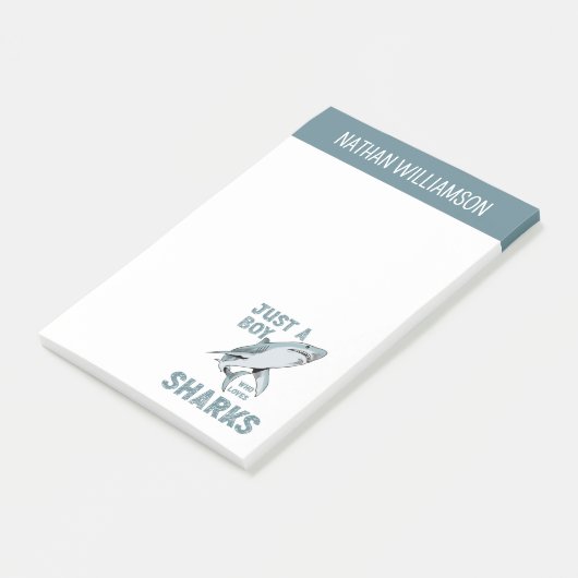 Een jongen die dol is op haaienliefhebbers post-it® notes (Schuin)