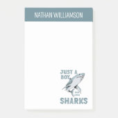 Een jongen die dol is op haaienliefhebbers post-it® notes (Voorkant)