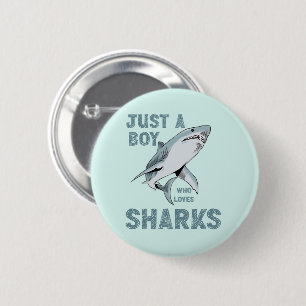 Een jongen die dol is op haaienliefhebbers ronde button 5,7 cm