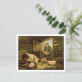 Een jongen die een Varkenskot van het Varken, 1794 Briefkaart (Staand voorkant)