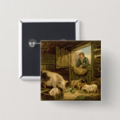 Een jongen die een varkensstaart bekijkt, 1794 (ol vierkante button 5,1 cm (Voorkant /achterkant)