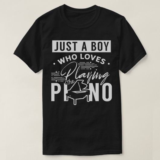 Een jongen die graag piano speelt (2) t-shirt (Design voorkant)