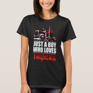 een jongen die houdt van Semi Truck geweldige grot T-shirt