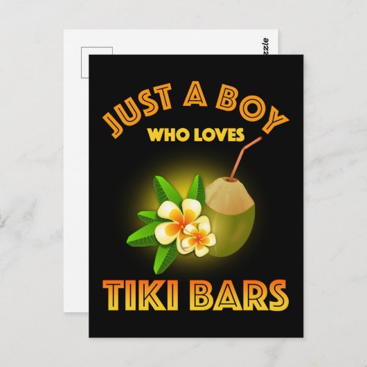 Een jongen die houdt van Tiki Bars Briefkaart (Voorkant / Achterkant)
