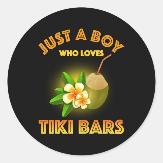 Een jongen die houdt van Tiki Bars Ronde Sticker (Voorkant)