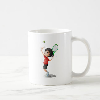 Een jongen die tennis speelt koffiemok