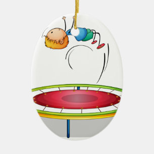 Een jongen die trampoline speelt keramisch ornament