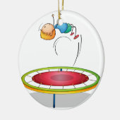 Een jongen die trampoline speelt keramisch ornament (Links)