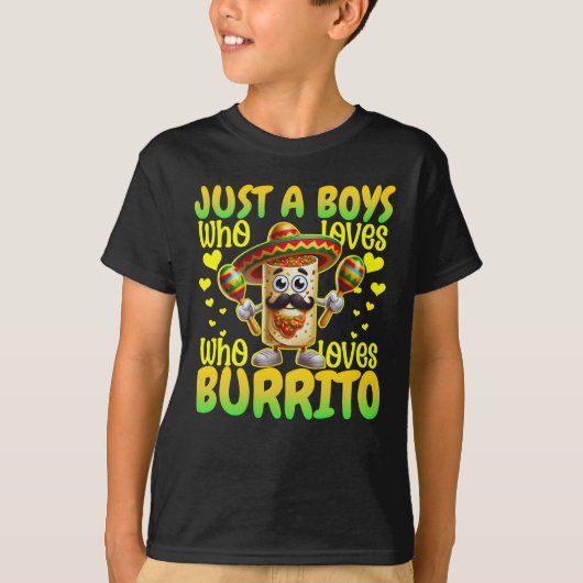 Een jongen die van Burrito houdt T-shirt (Voorkant)