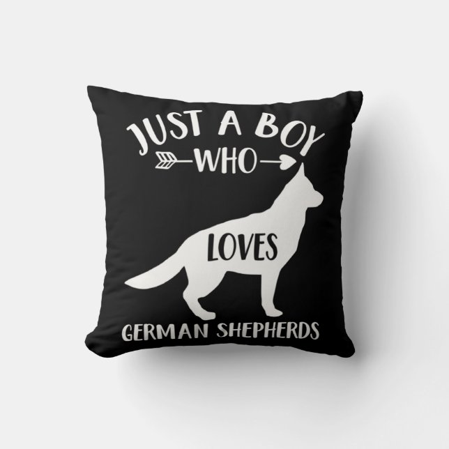 Een jongen die van de Duitse herder houdt Kussen (Voorkant)