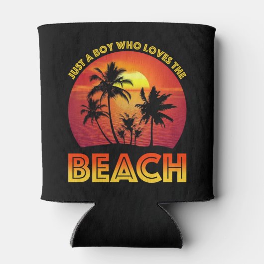 Een jongen die van het strand houdt blikjeskoeler (Achterkant)