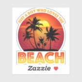 Een jongen die van het strand houdt sticker (Vel)