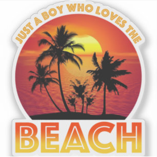 Een jongen die van het strand houdt sticker