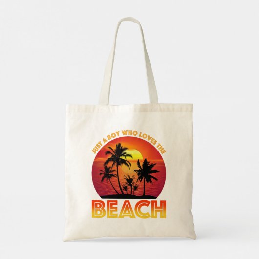 Een jongen die van het strand houdt tote bag (Achterkant)