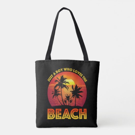Een jongen die van het strand houdt tote bag (Achterkant)