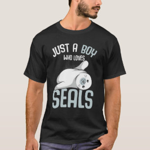 Een jongen die van het Zee van de zeehonden houdt. T-shirt