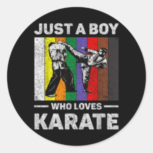 Een Jongen Die Van Karate Houdt Vintage Taekwondo Ronde Sticker
