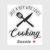 Een jongen die van koken houdt sticker (Vel)