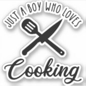 Een jongen die van koken houdt sticker (Voorkant)