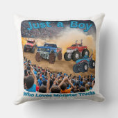 Een jongen die van monstertrucks houdt kussen (Achterkant)