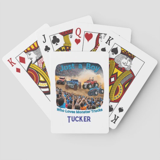 Een jongen die van monstertrucks houdt pokerkaarten (Achterkant)