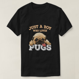 Een jongen die van pugs houdt t-shirt