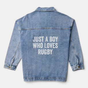 Een jongen die van rugbyspelers houdt denim jacket