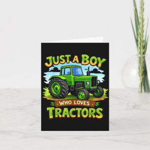 Een jongen die van tractoren houdt grappige boerde kaart