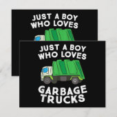 Een jongen die van vuilniswagens houdt (Voorkant / Achterkant)