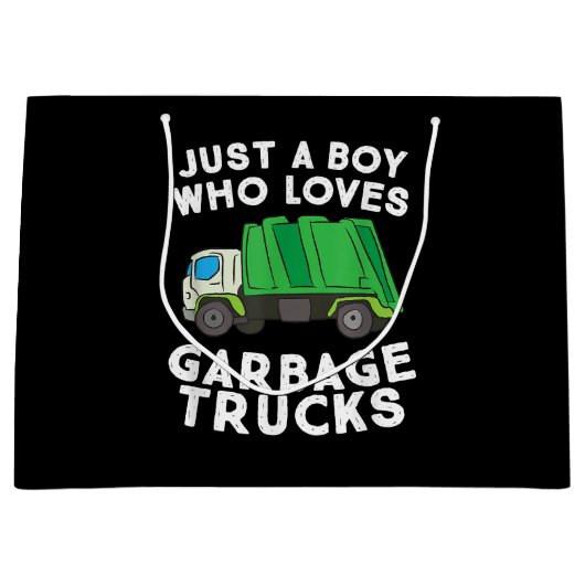 Een jongen die van vuilniswagens houdt groot cadeauzakje (Voorkant)