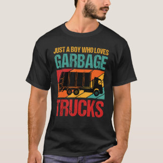 Een jongen die van vuilniswagens houdt t-shirt