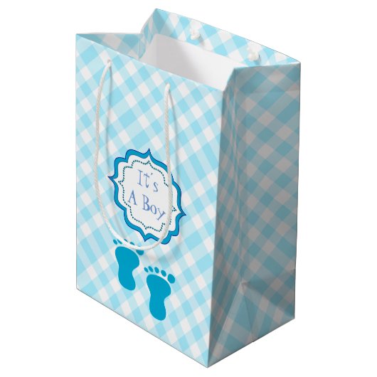 Een jongen douche. medium cadeauzakje (Achterkant Gekanteld)