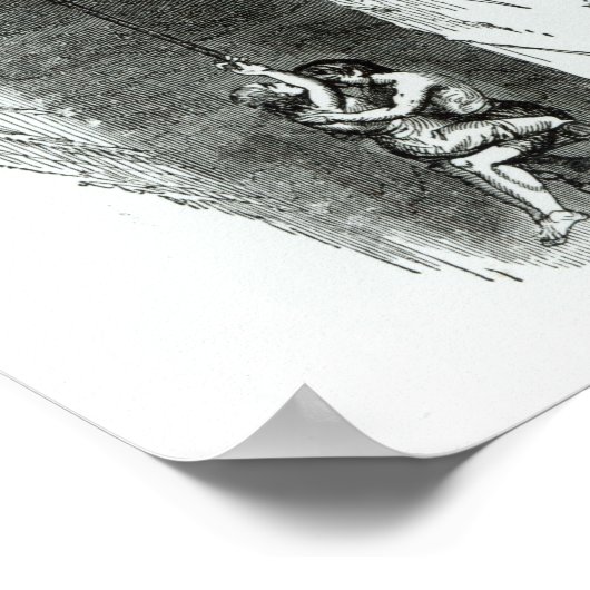 Een jongen en een meisje die een mijnschacht opdoe poster (Hoek)