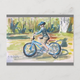 Een jongen en zijn bike briefkaart