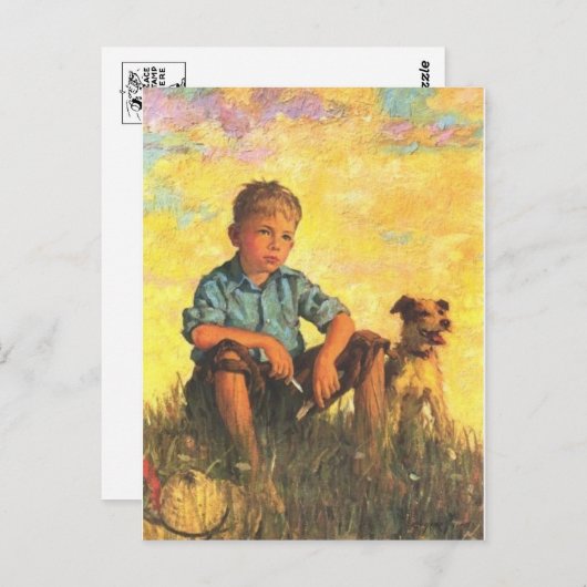 Een jongen en zijn hond Briefkaart (Voorkant / Achterkant)