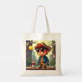 Een jongen en zijn kat op straat tote bag (Achterkant)