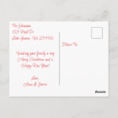 Een jongen en zijn ouderwetse kersttrein briefkaart (Achterkant)