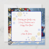 Een jongen en zijn ouderwetse kersttrein kaart (Achterkant)