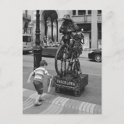 Een jongen in Barcelona Briefkaart (Voorkant)