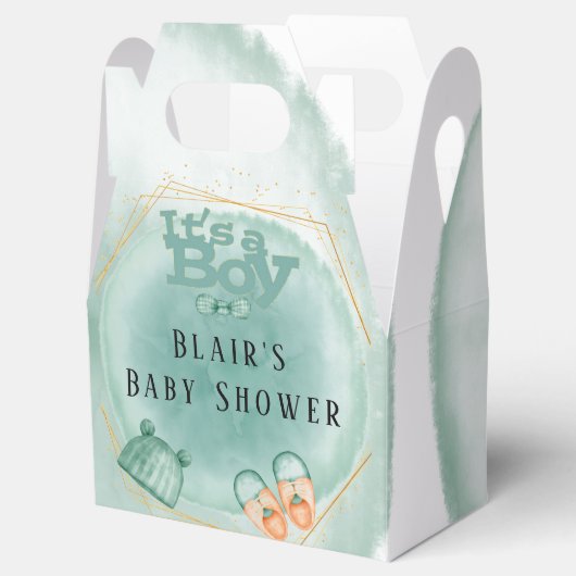 Een jongen in Mint Green Baby shower Bedankdoosjes (Geopend)