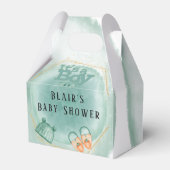 Een jongen in Mint Green Baby shower Bedankdoosjes (Voorkant Zijde)