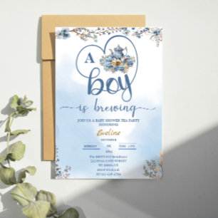 een jongen is het theekransje baby shower kaart