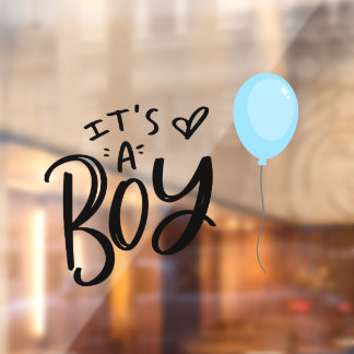 Een jongen met een blauwe ballon raamsticker