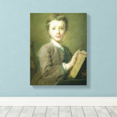 Een jongen met een boek, c.1740 canvas afdruk (Insitu (Houten vloer))