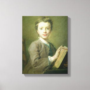 Een jongen met een boek, c.1740 canvas afdruk
