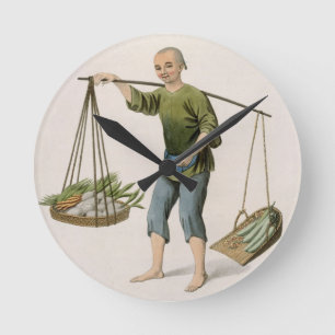 Een jongen met groenten, bord 54 uit 'The Costumes Ronde Klok