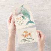 Een jongen onder het Zee Baby shower All In One Uitnodiging (Afscheurbaar)